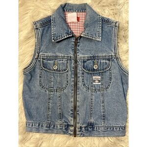 Esprit 90's Y2K Denim Sleeveless‎ Vest Zip Up Jacket Light Wash Layer  Vintage